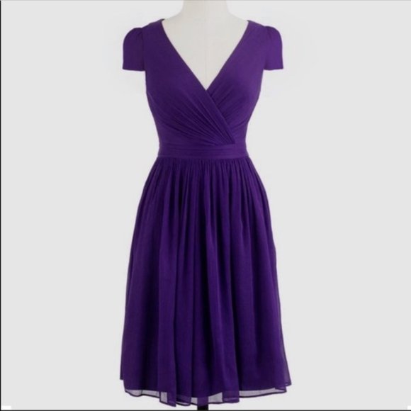 J. Crew Mirabelle Dress - Purple Silk Chiffon 8 - Picture 1 of 8